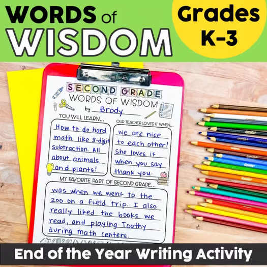 Words of Wisdom: An End of the Year Writing Activity