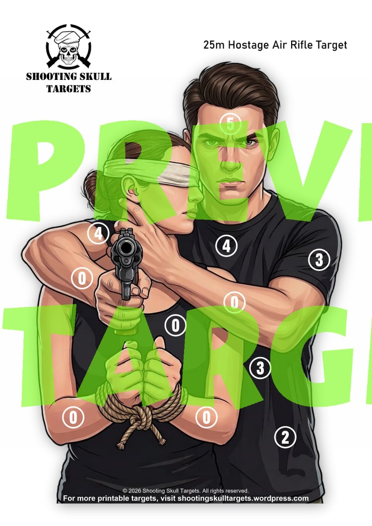 25m Hostage Air Rifle Target printable PDF – accuracy training target