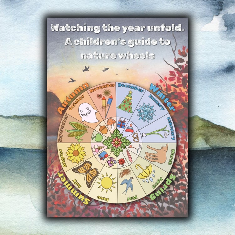 Printable children’s phenology and nature wheels pack with seasonal spotting pages, simple observation prompts, a blank nature wheel, and colouring pages for year-round nature study.
