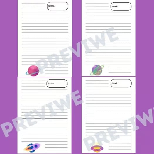 Outer Space-Themed Lined Writing Paper for Creative Writing