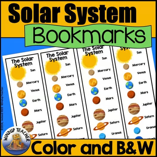 Planet Bookmarks to Color - Solar System Bookmarks in Color and B&W
