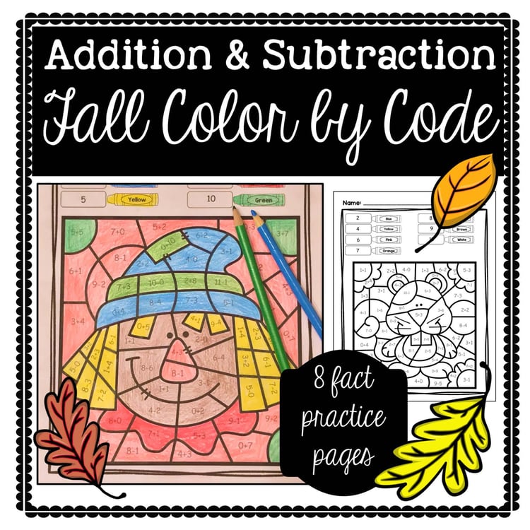 Fall Color by Code: Addition & Subtraction Facts