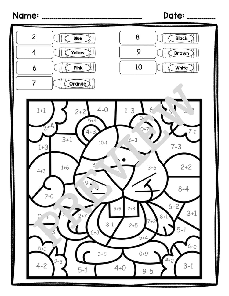Fall Color by Code: Addition & Subtraction Facts