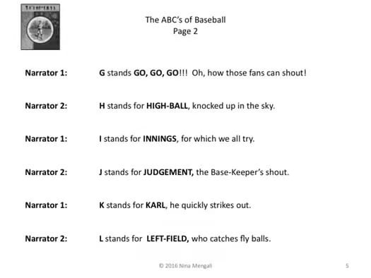 Reader's Theater - THE ABC's OF BASEBALL - Great Vocabulary! World Series Time!