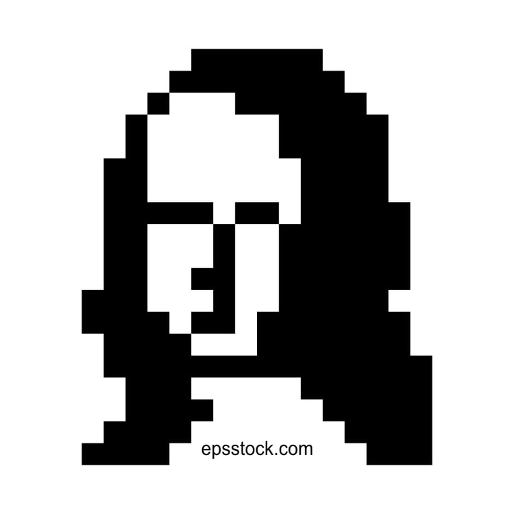 Mona Lisa Pixelated Brick, black isolated silhouette