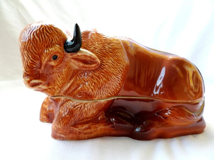Brownie Buffalo Faience Tureen – Michel Caugant, 1980s