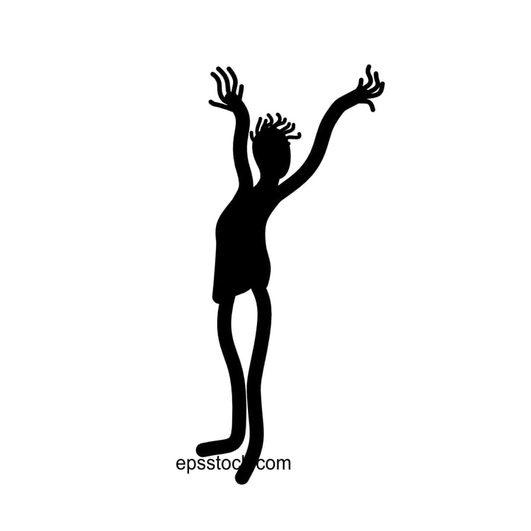 Sculpture of a praying man, black vector illustration