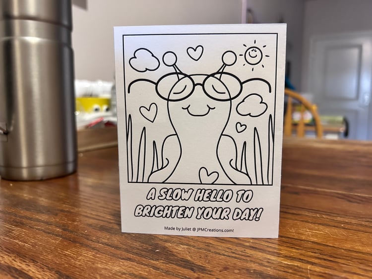Cute Snail Slow Hello Bright Day Tent Postcard (back)