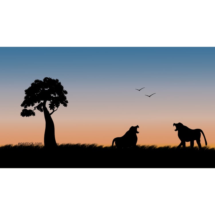 Baboon on safari, flat vector illustration