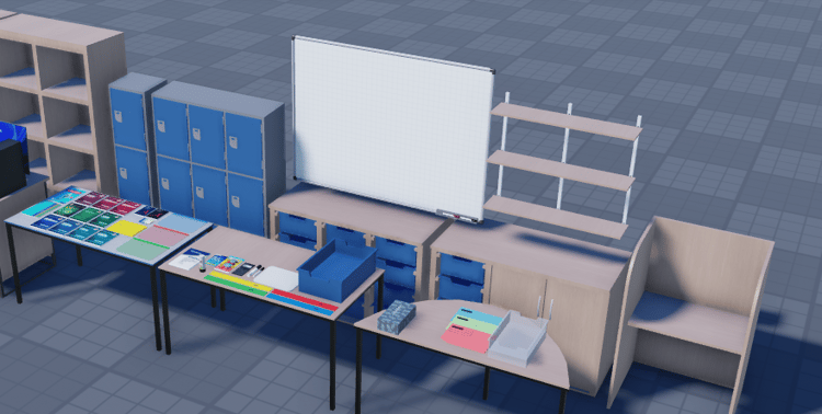 low poly office interior assets Roblox building pack