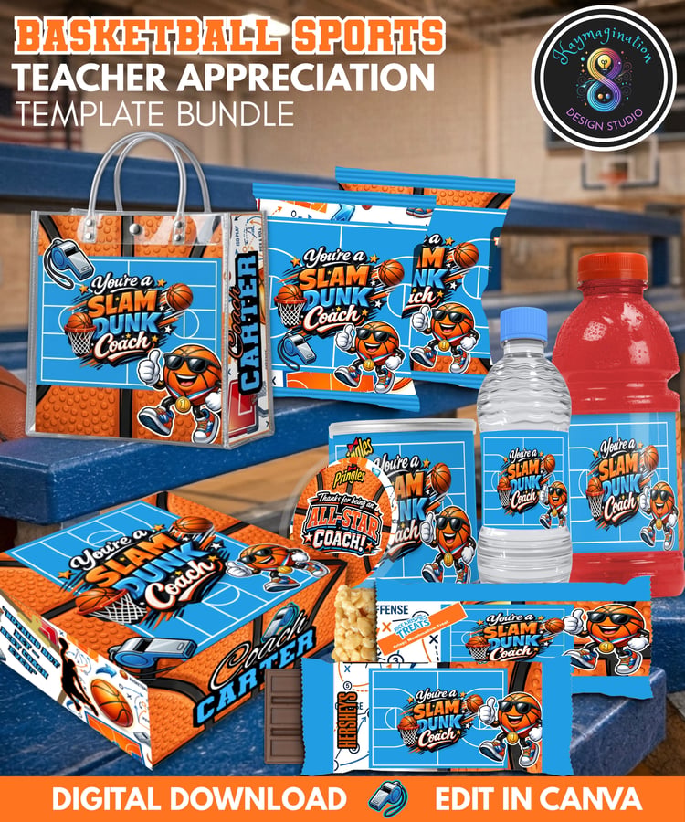 basketball coach gift, coach appreciation, slam dunk coach, basketball template, sports team gifts, coach thank you printable, editable canva template, basketball party favors, team gift ideas, coach appreciation week, sports snack wrappers, printable gif