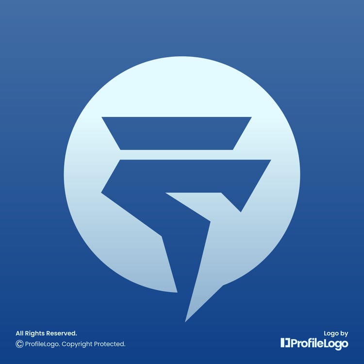 Modern eagle letter F logo for sale by ProfileLogo with gradient blue background
