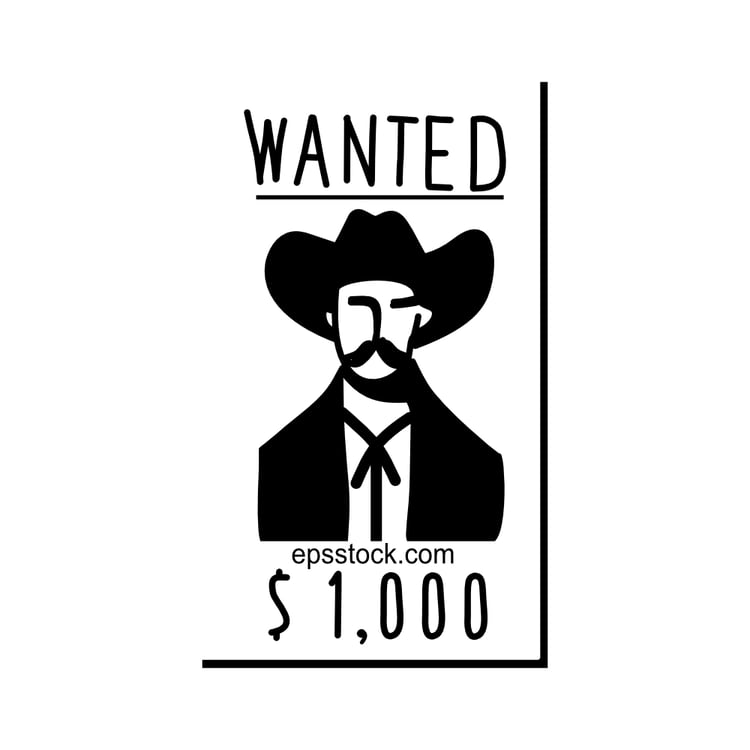 wanted poster, black isolated silhouette