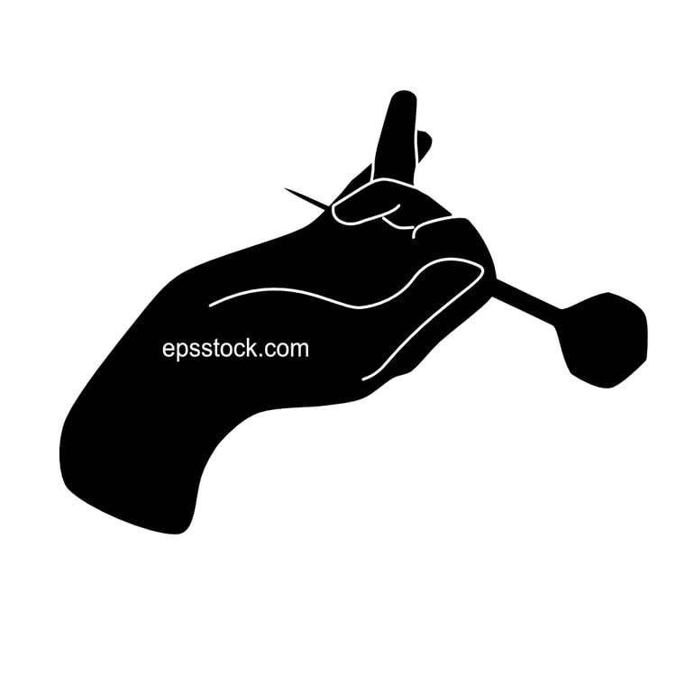 Dart player, black isolated silhouette