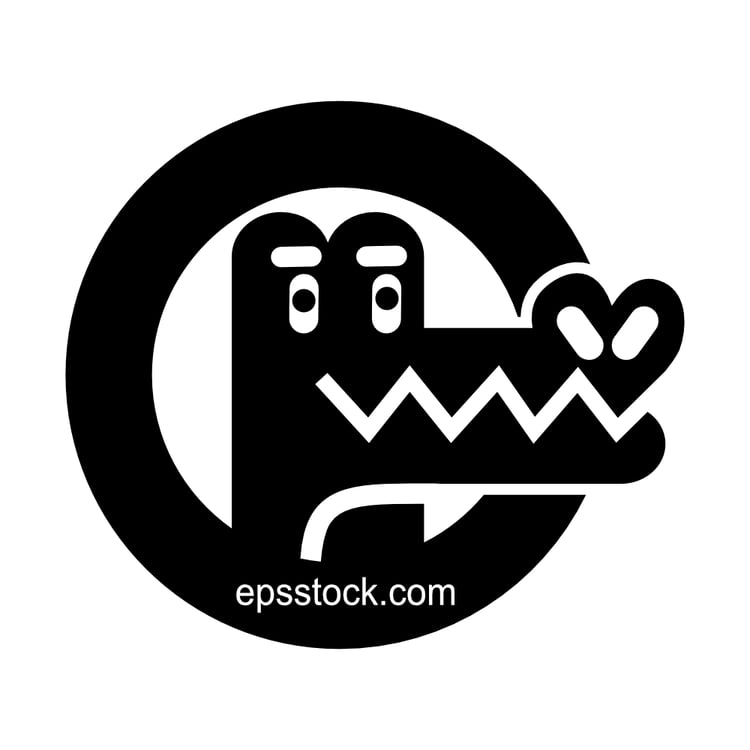 crocodile  logo, black isolated silhouette