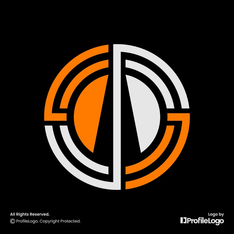 Abstract line circle circuit technology logo for sale by ProfileLogo with black background