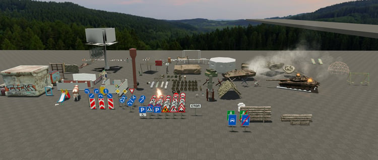 Free Roblox map props including barricades and traffic signs setup