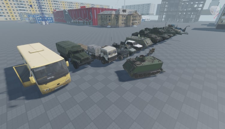 Roblox military vehicle pack showcasing armored transport units
