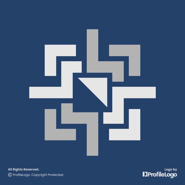Abstract geometric square target logo for sale by ProfileLogo with blue background