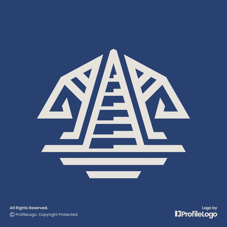Geometric stripe line scale logo for sale by ProfileLogo with dark blue background