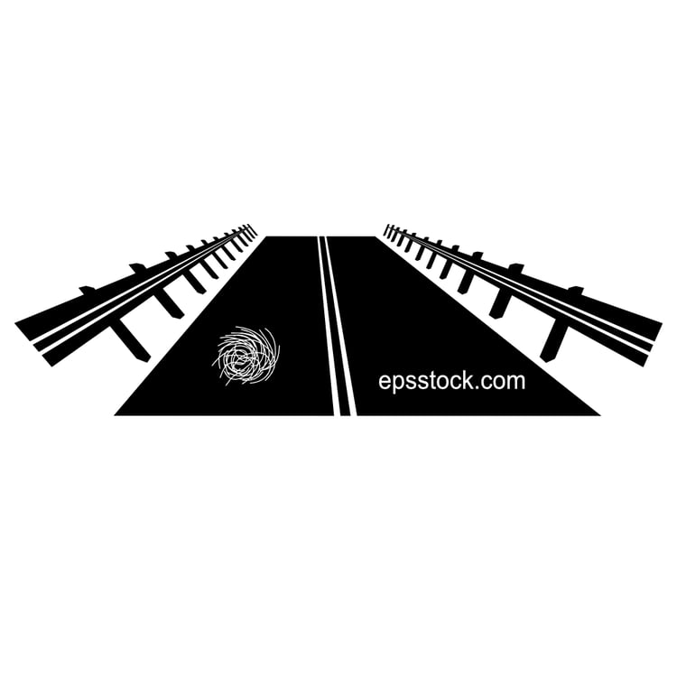 tumbleweed on road, black isolated silhouette