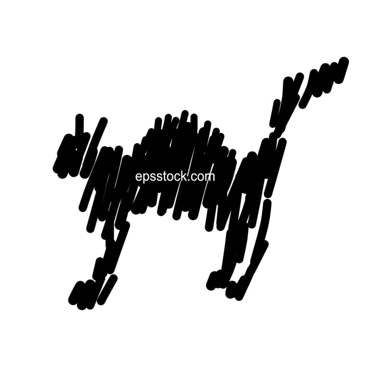 Black scared cat, black isolated silhouette