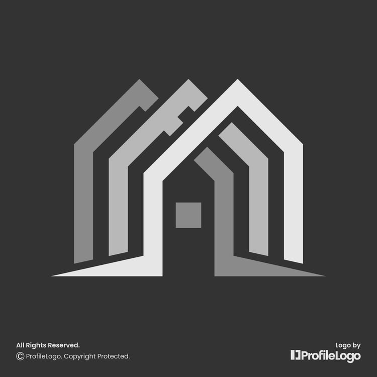 Minimalist structure home logo for sale by ProfileLogo with dark grey background