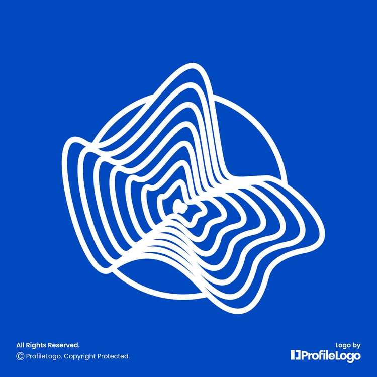 Contour line topographic landscape logo for sale by ProfileLogo with blue background
