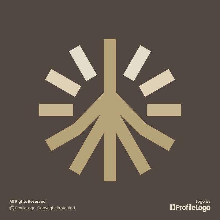 Line nature plant root logo for sale by ProfileLogo with dark brown background