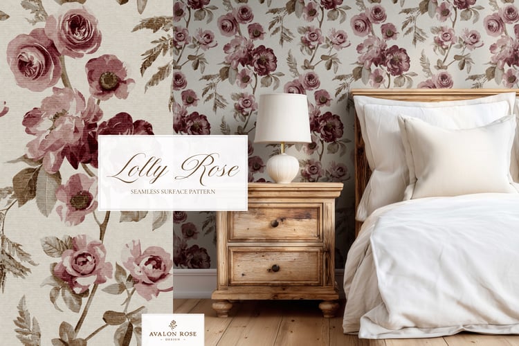 Mauve vintage rose seamless pattern design