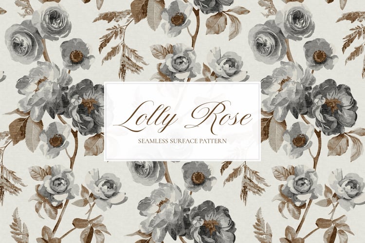 Gray vintage rose seamless pattern design