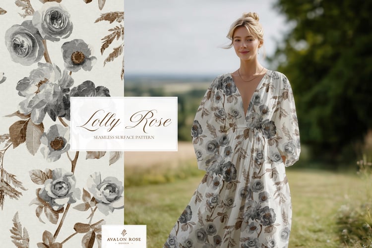 Gray vintage rose seamless pattern design