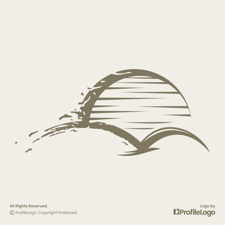 Grunge abstract sun bird logo for sale by ProfileLogo with light brown background