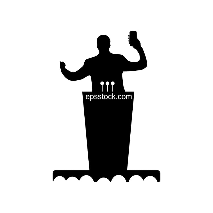 Political candidate in internet, Black Isolated Silhouette