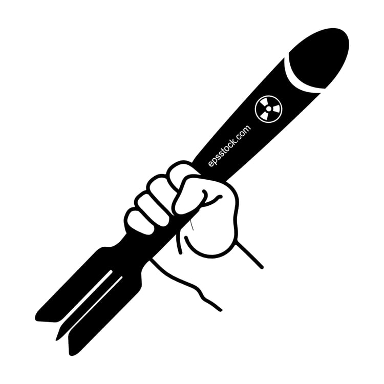 Nuclear baton, black isolated silhouette