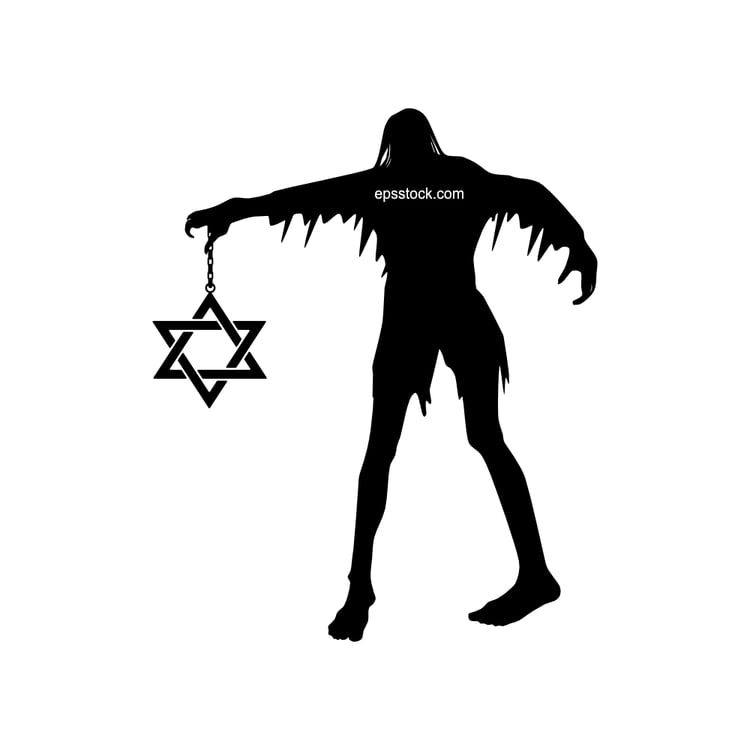 Symbol of religious fanaticism in Judaism, black isolated silhouette
