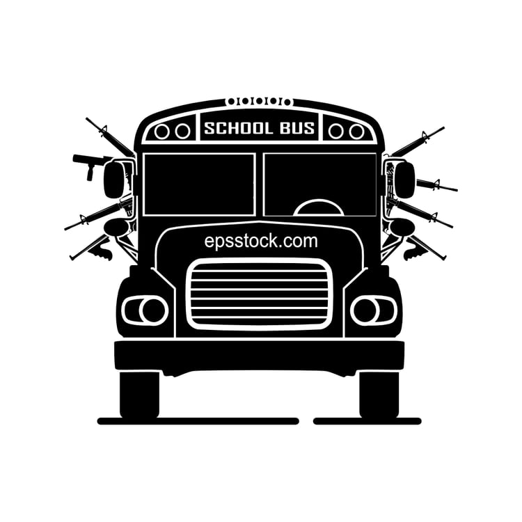 weapons problem in school, black isolated silhouette