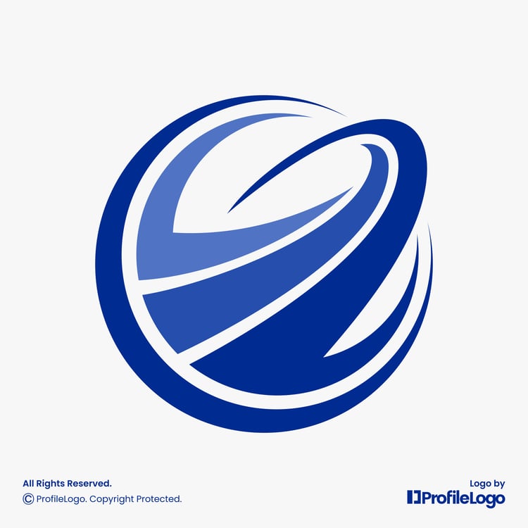 Swoosh line abstract consulting logo for sale by ProfileLogo with light grey background