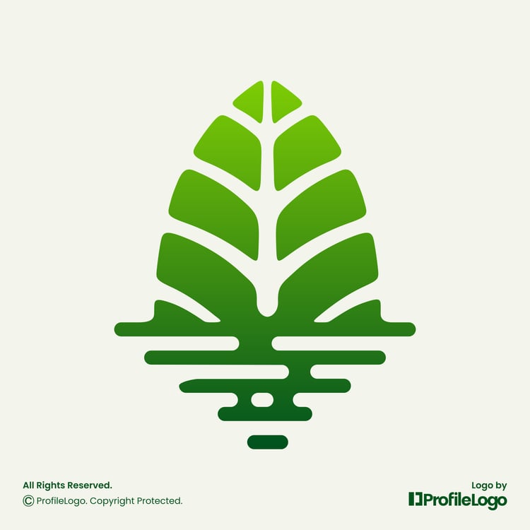 Nature organic leaf reflection logo for sale by ProfileLogo with light green background
