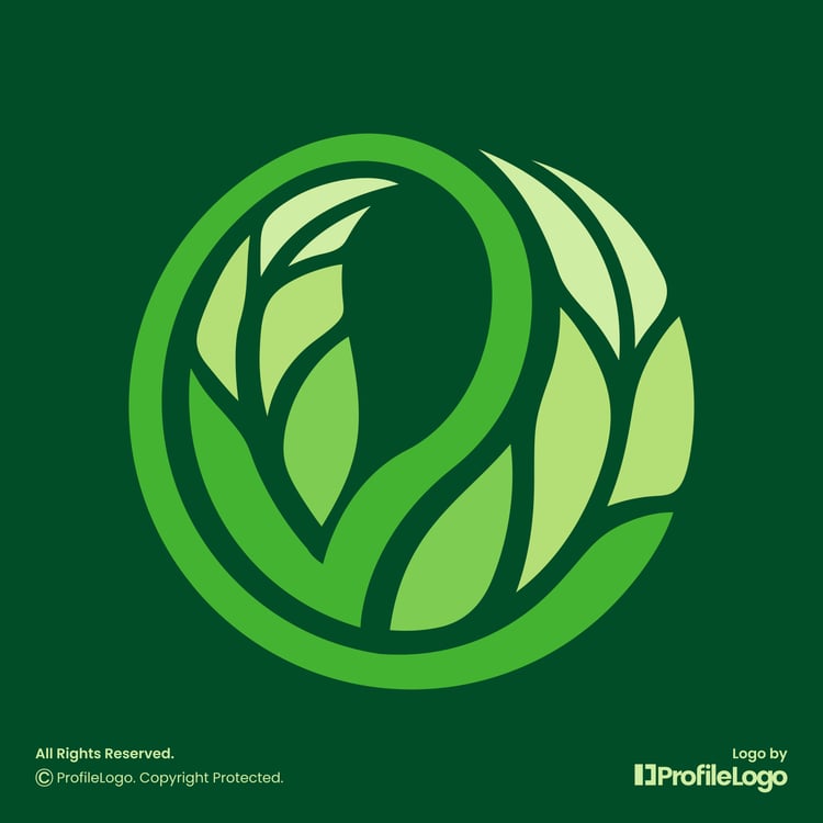 Circle nature leaf letter V logo for sale by ProfileLogo with green background