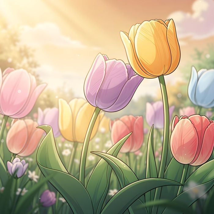 Colourful Tulips Flower, Flower, Wallpaper, Digital Art, Wallpaper - Ai Generated