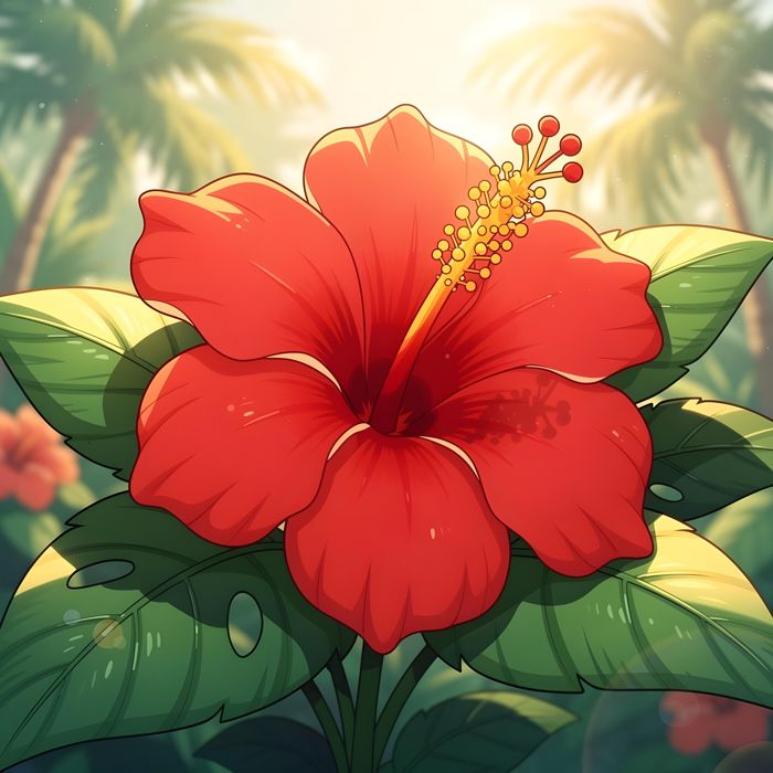 Hibiscus Flower, Flower, Wallpaper, Garden, Morning, Bloom, Digital Art - Ai Generated
