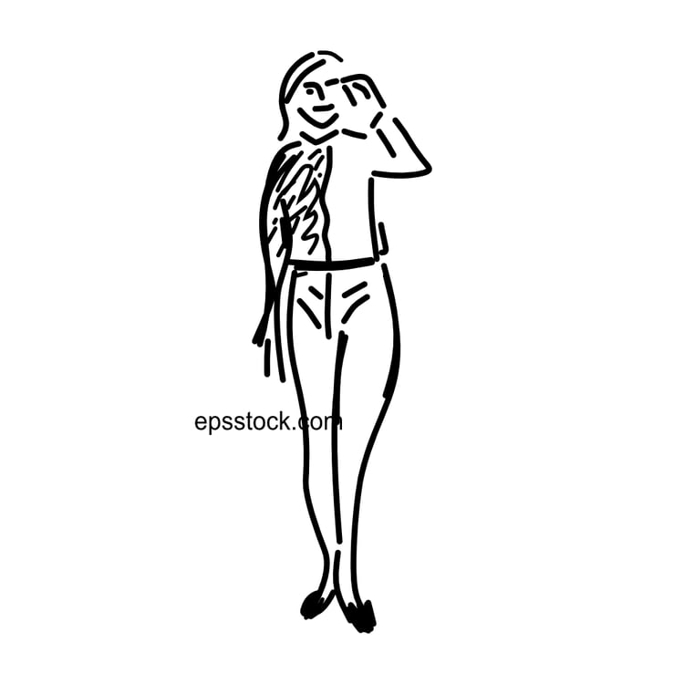 Business woman with beautiful legs, black vector silhouette
