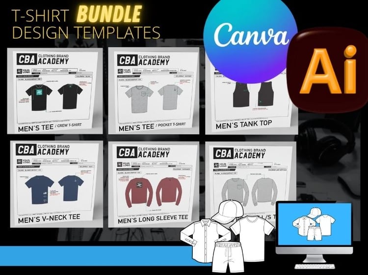 T-Shirt Bundle - All T-Shirt tech packs on CBA Clothing Brand Academy
