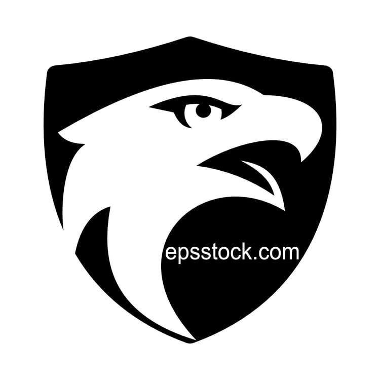 Eagle shield Logo, black isolated vector silhouette