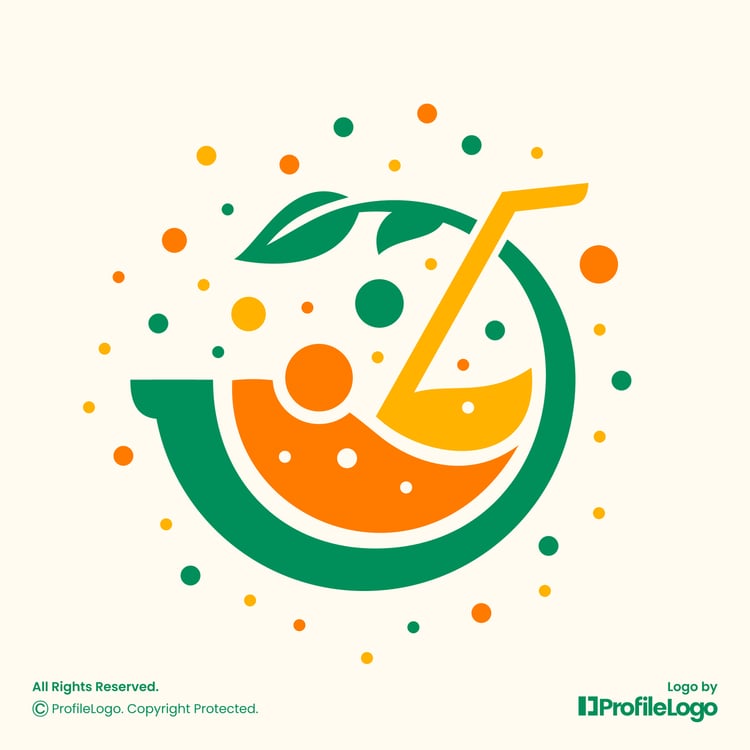Fresh healthy juice drink logo for sale by ProfileLogo with light yellow background