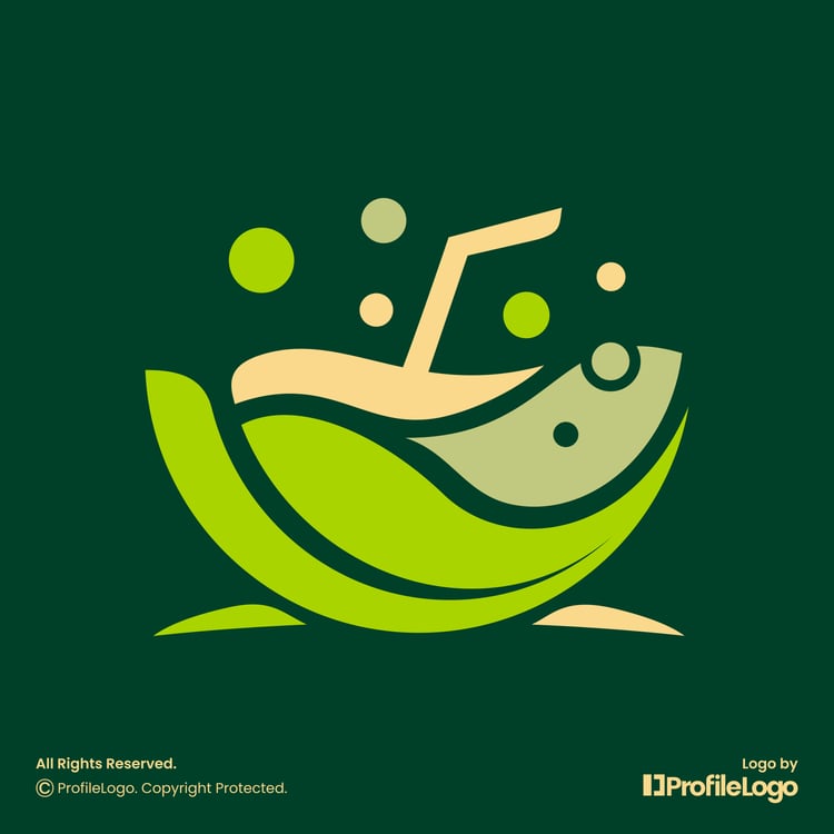 Fresh organic leaf juice logo for sale by ProfileLogo with dark green background