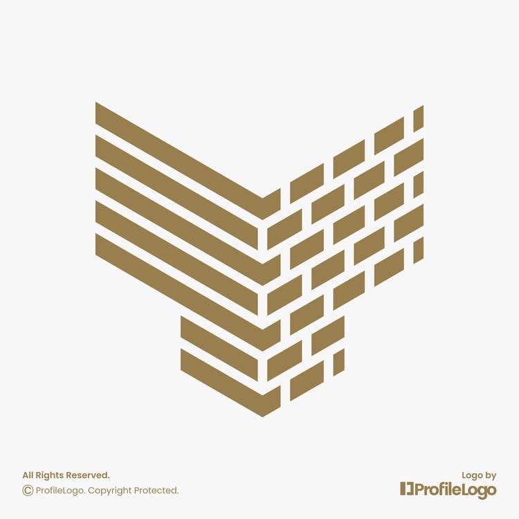 Abstract brick construction letter Y logo for sale by ProfileLogo with light grey background