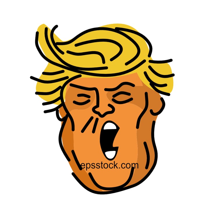 US president caricature, black isolated vector silhouette