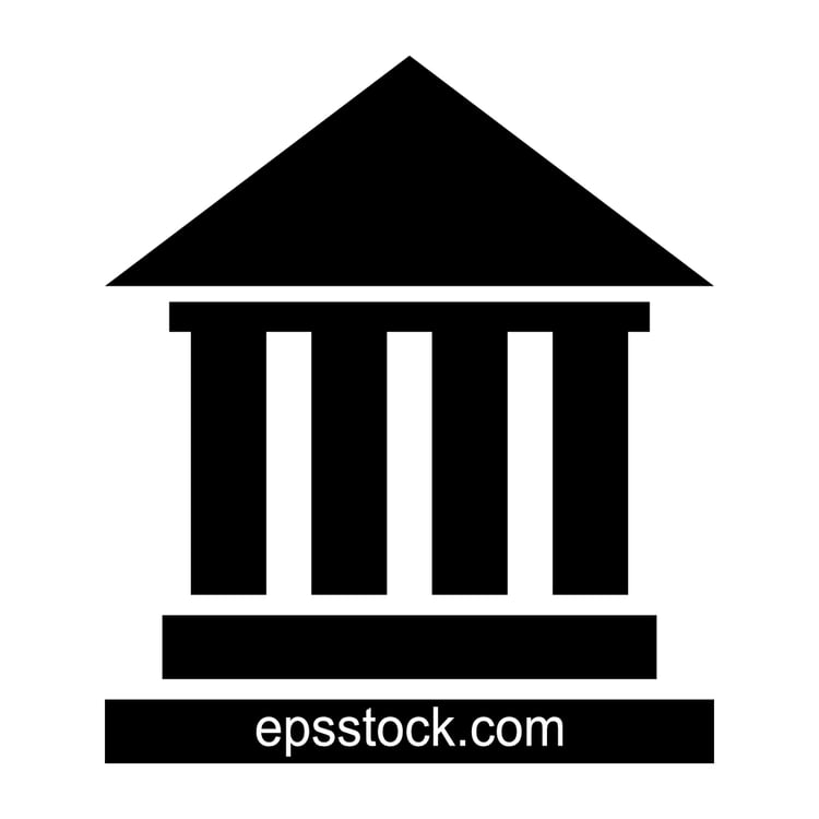 Institute symbol, black isolated vector silhouette